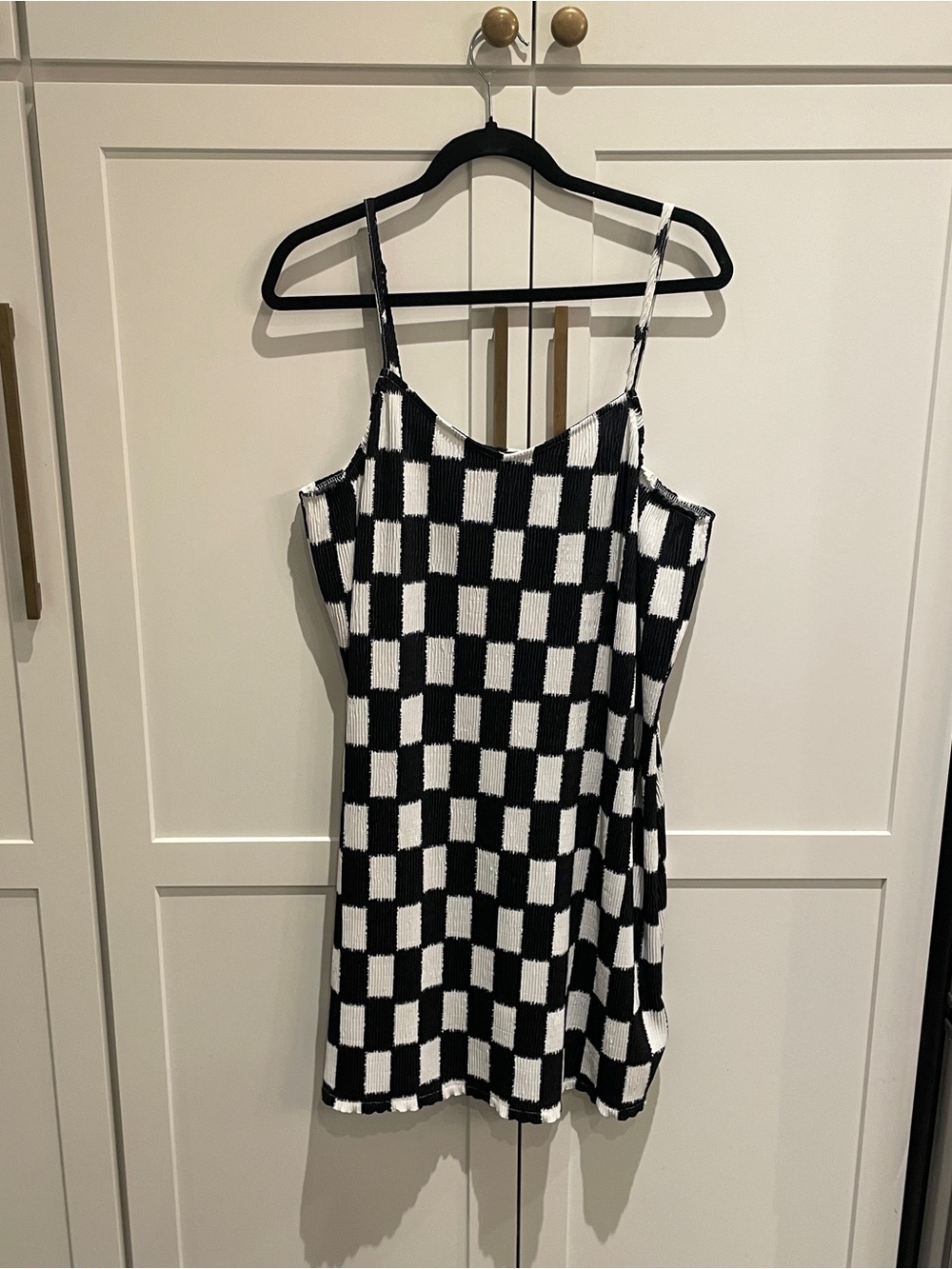 Vans Black and White checkered tank dress, street wear, size XL adj straps